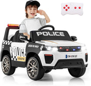 Auto della Polizia per Bambini, Macchina Elettrica 12V con Telecomando Connessione Wireless Musica Clacson Sirena e Luci LED, per Bambini 3-8 Anni