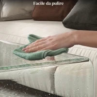 Tavolino in Vetro Temperato Moderno da Salotto con Design Monoblocco, 100x50x35 cm, Trasparente