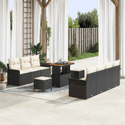 Set Divano da Giardino con cuscino 10 pcs Nero polyrattan