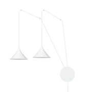 Sospensione Minimal 2 Luci Fujin In Acciao Bianco E Paralume A Cono