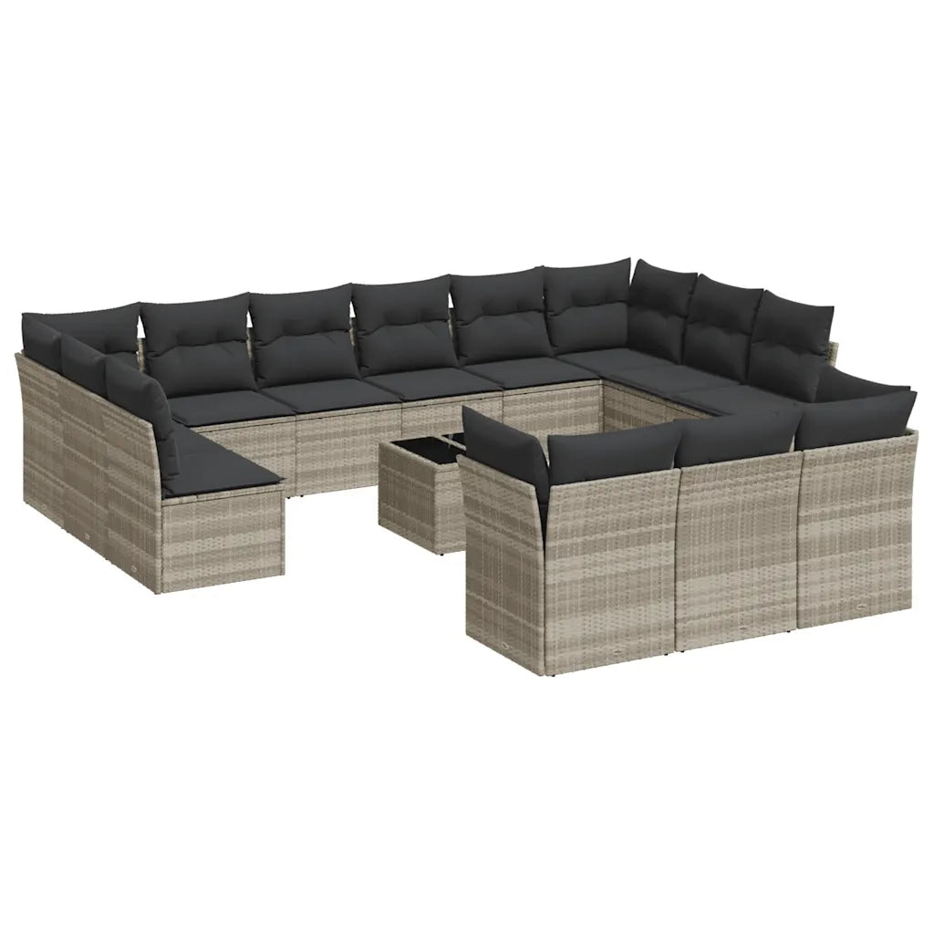 Set Divani da Giardino 14pz con Cuscini in Polyrattan