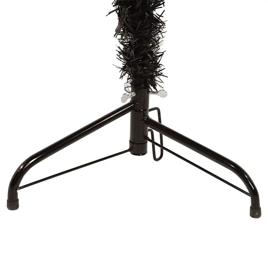 Albero Natale Artificiale Sottile a Met¨¤ e Supporto-Albero Natalizio Nero 240 cm