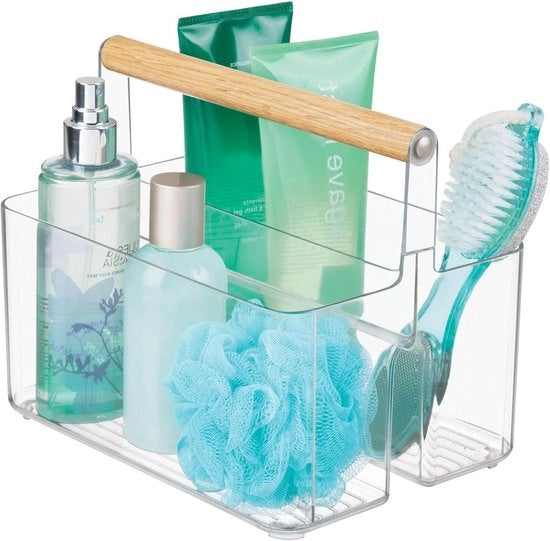 Organizzatore di trucco pratica con 2 contenitori per smalto e gloss labbra - trasparente