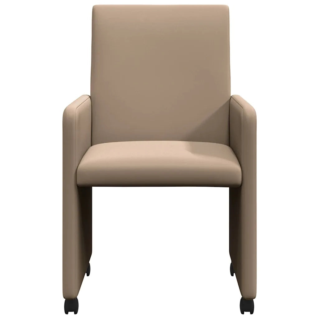 Sedie da Pranzo con Ruote 2 pcs Cappuccino 57 x 66 x 94 cm