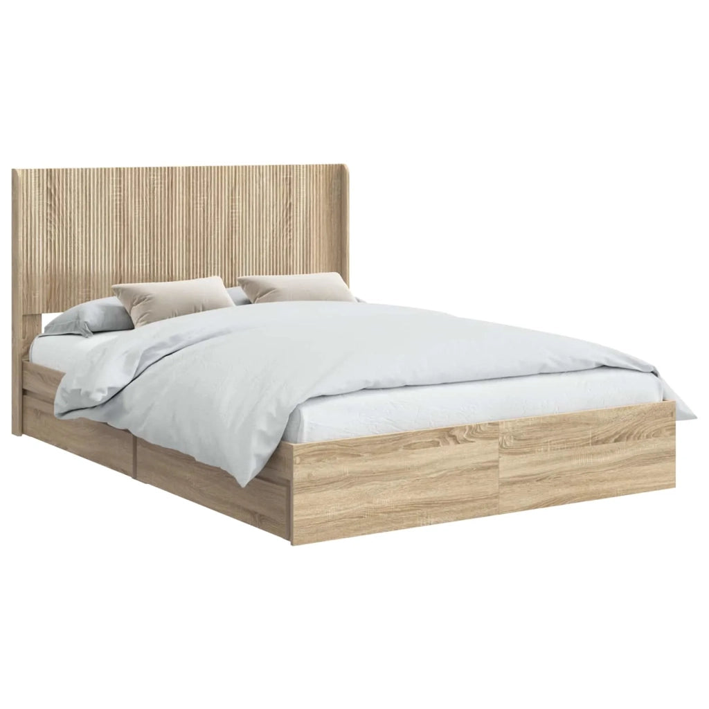 Struttura del letto con stoccaggio e testata Rovere Sonoma