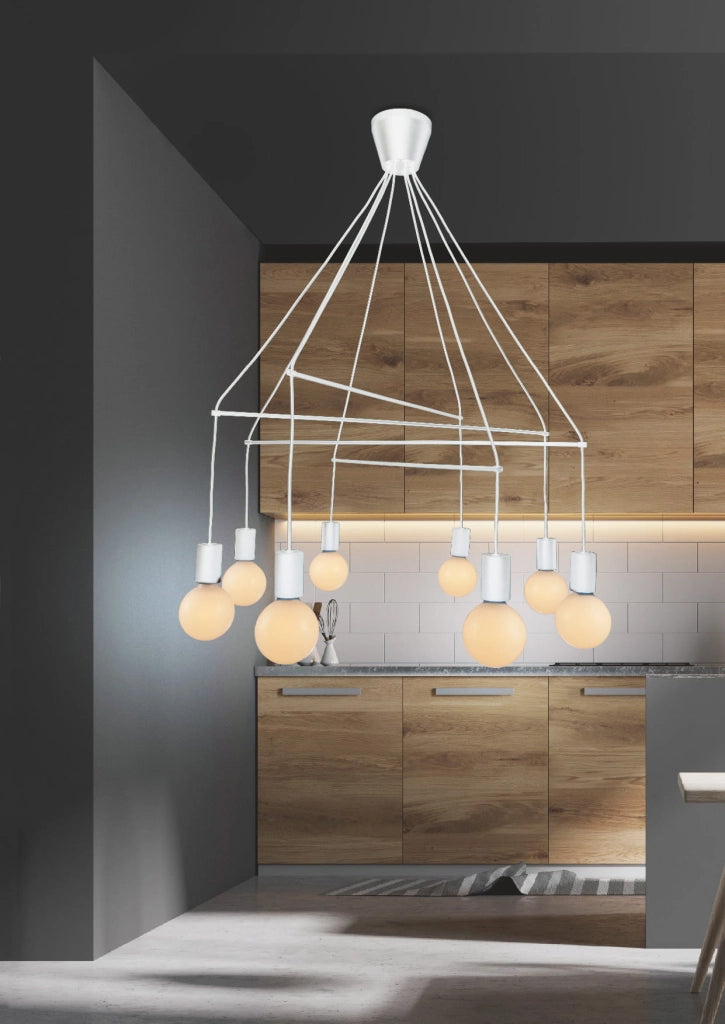 Lampadario Candellux Alto bianco 8xE27 metallo Ø82cm