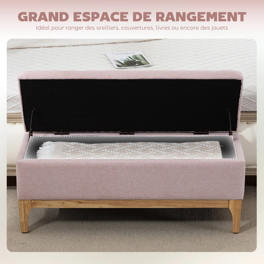 Cassa di stoccaggio in tessuto lino con coperchio rimovibile ¨C zephmum ¨C rosa 110x39x45