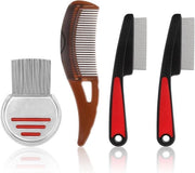 Set di 4 Spazzole a Denti Fini per Bambini, Spazzola a Denti Fine per Cani e Gatti, Rimozione di Macchie Lacrimali Professionale per Cani e Gatti, Spazzola a Denti in Acciaio Inossidabile per Persone e Spazzola a Zecche per Cani
