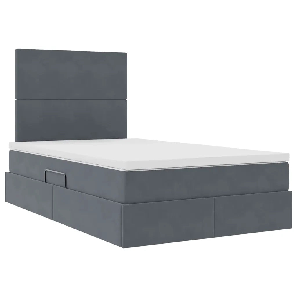 Letto con contenitore e materasso Grigio scuro 120 x 200 cm