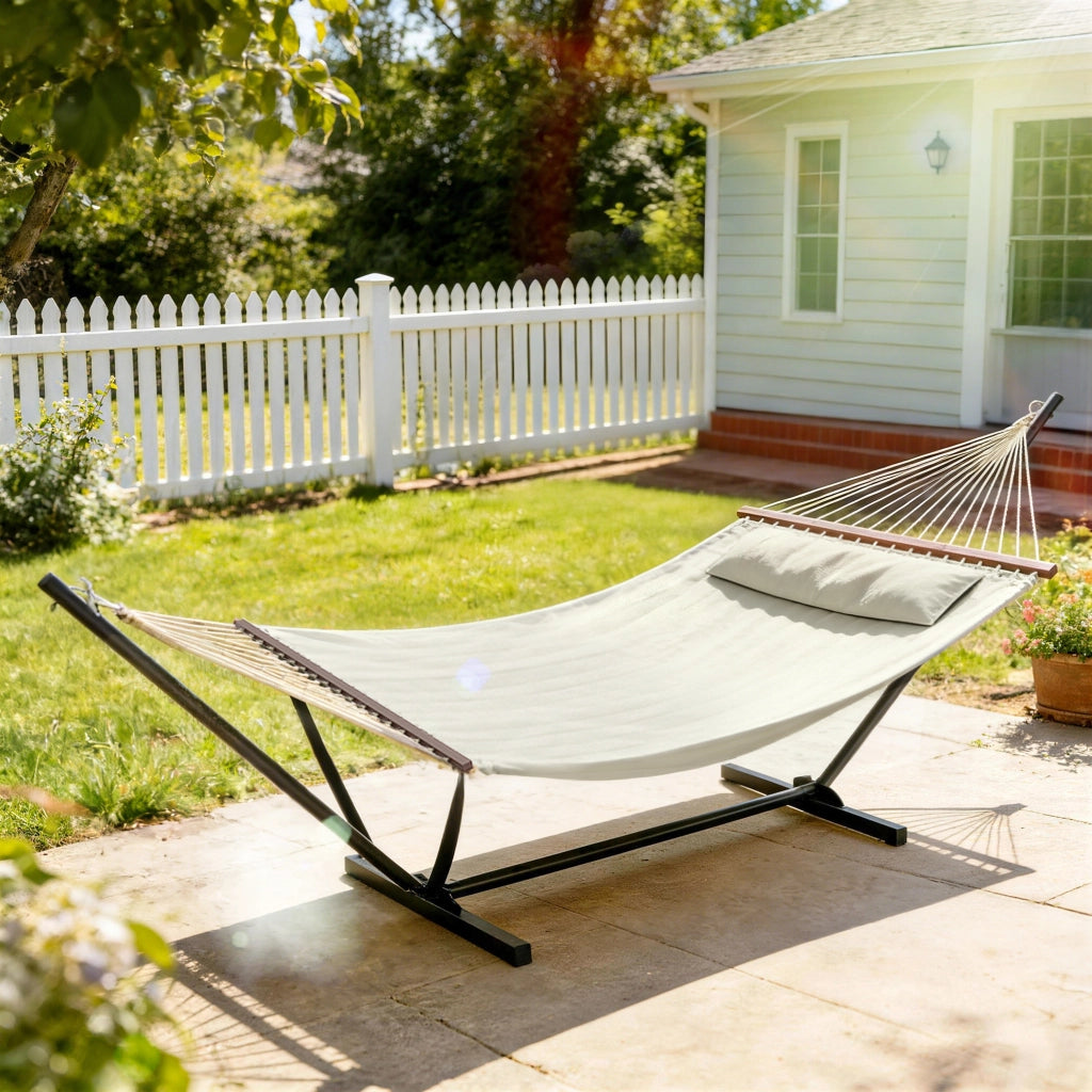 Amaca con supporto in acciaio ¨C zephmum ¨C crema 368x140x110 cm