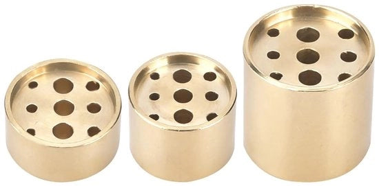 Bruciatore di incenso 3 pezzi - Ottone - 9 fori - Cilindrico - Per uso domestico/albergo/ristorante - Dimensioni: 2/1,5/1 cm alto