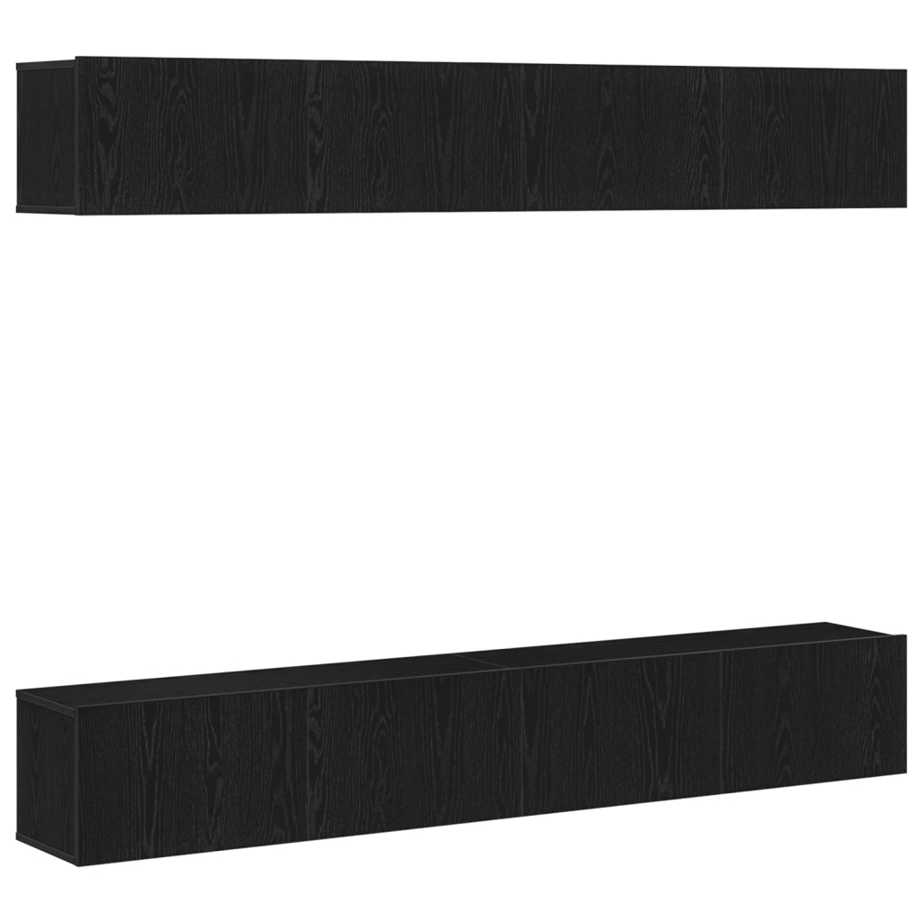 Set di mobili per TV a parete in 4 pezzi di  in legno ingegnerizzato nero rovere