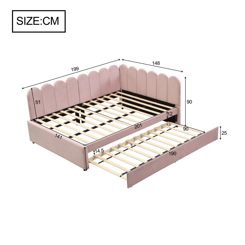 Divano letto angolare - Xylo - 140x200 cm gigogne fiori rosa