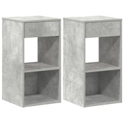 Set di 2 Comodini | Armadio da Notte | Mobiletto da notte con Cassetto Grigio Cemento 35x34x66,5 cm