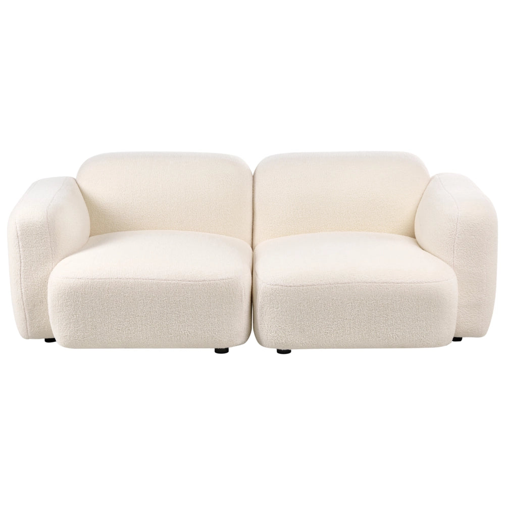 Divano scandinavo a 3 posti con rivestimento schienale e piedini anteriori Piedini in legno bouclé Accogliente bouclé bianco sporco