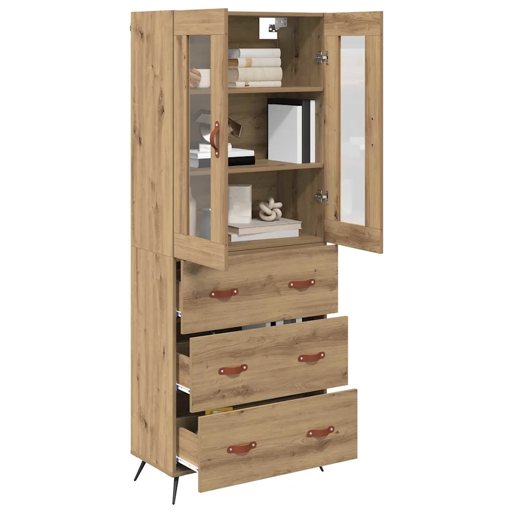 Credenza | Armadietto alto con ripiano 2 pcs Rovere artigianale