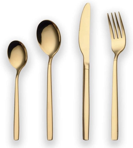 Set da tavola in acciaio inossidabile a 24 pezzi con finitura dorata - Servizio per 6 persone