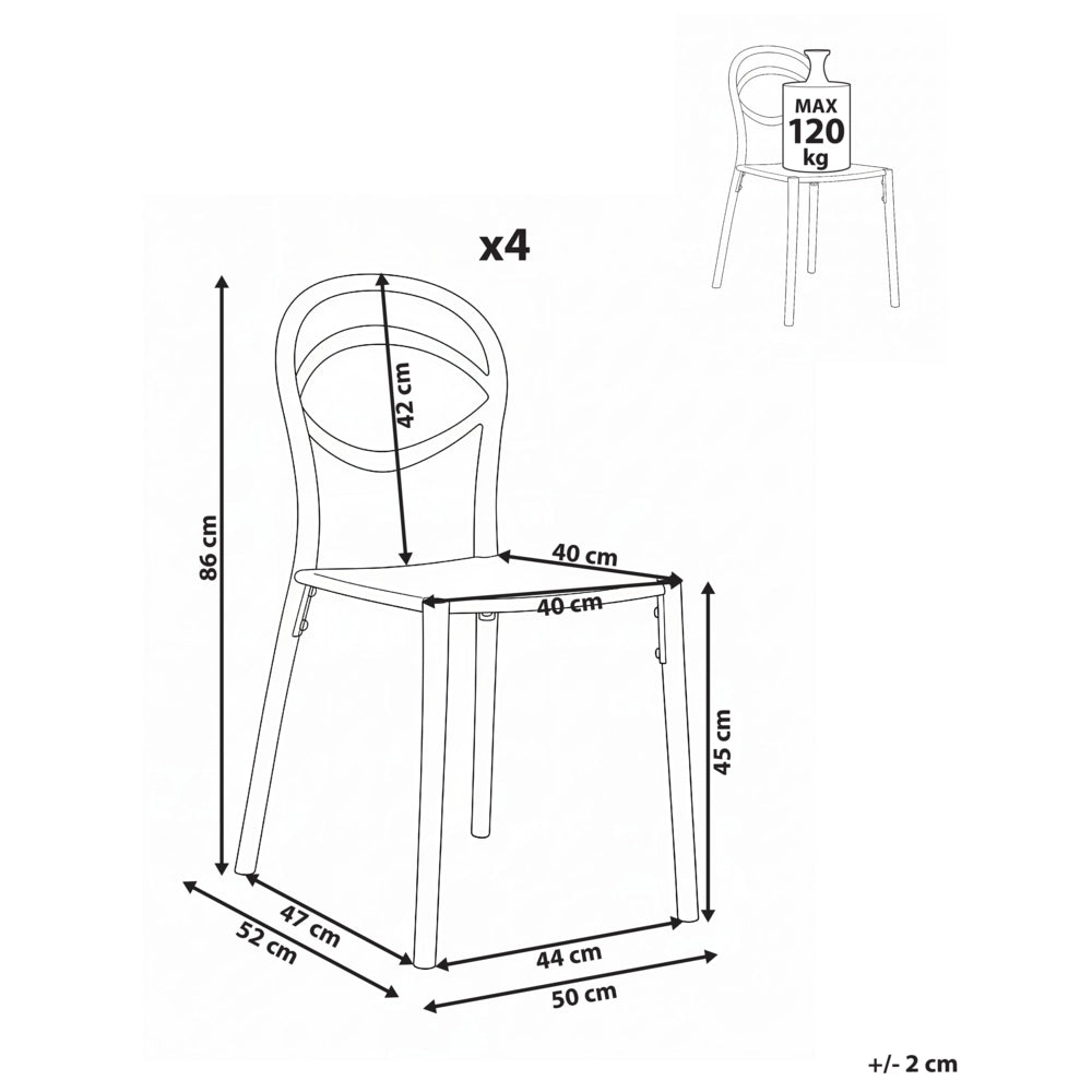 Set di 4 sedie da giardino leggere e resistenti alle intemperie colore nero stile moderno