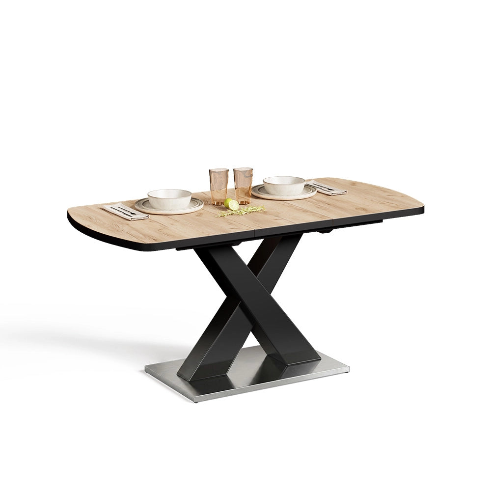 Tavolo da sala da pranzo Chinto Nero/Rovere rustico 120 x 80 cm Estensibile Vicco