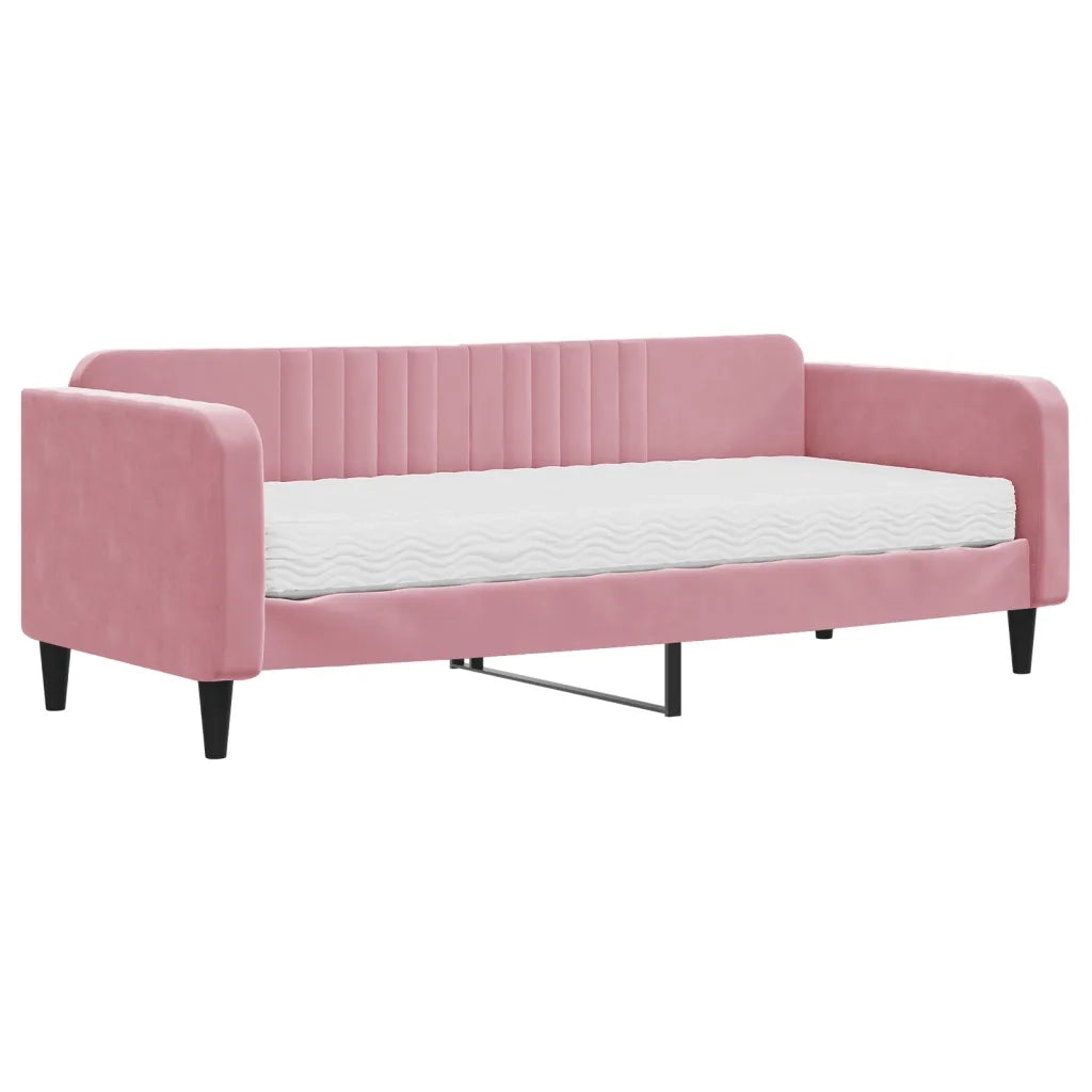 Divano Letto con Materasso-Sofa Letto-Daybed Rosa 90x200 cm in Velluto 608891