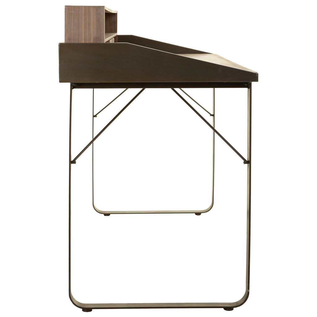Scrivania in legno e metallo marrone 130x60x95h cm