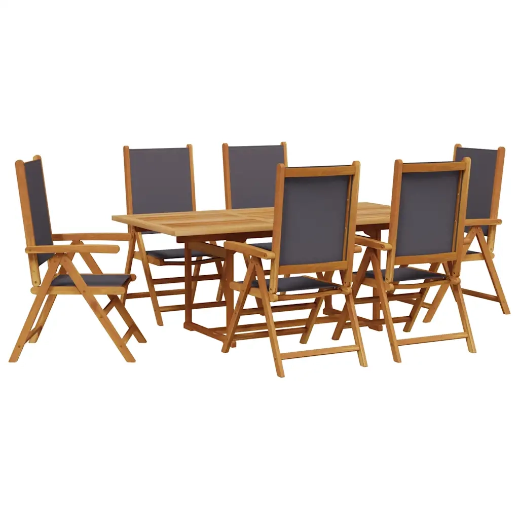 Set Pranzo da Giardino 7 pz Antracite Tessuto e Legno Massello 3281737