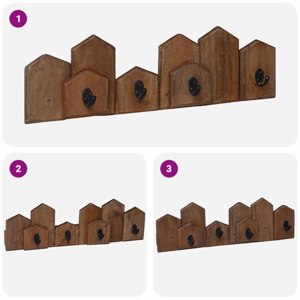 Gruccia Marrone 48 x 8 x 15 cm Legno di Mogano Massello CFW4323808