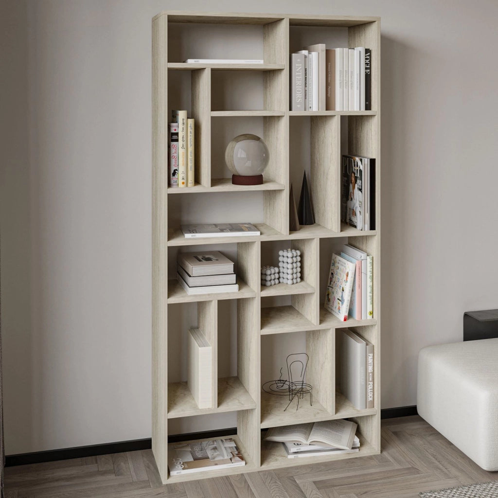 Libreria in legno "Nicola" - 90 x 30 x 180 cm - Travertino