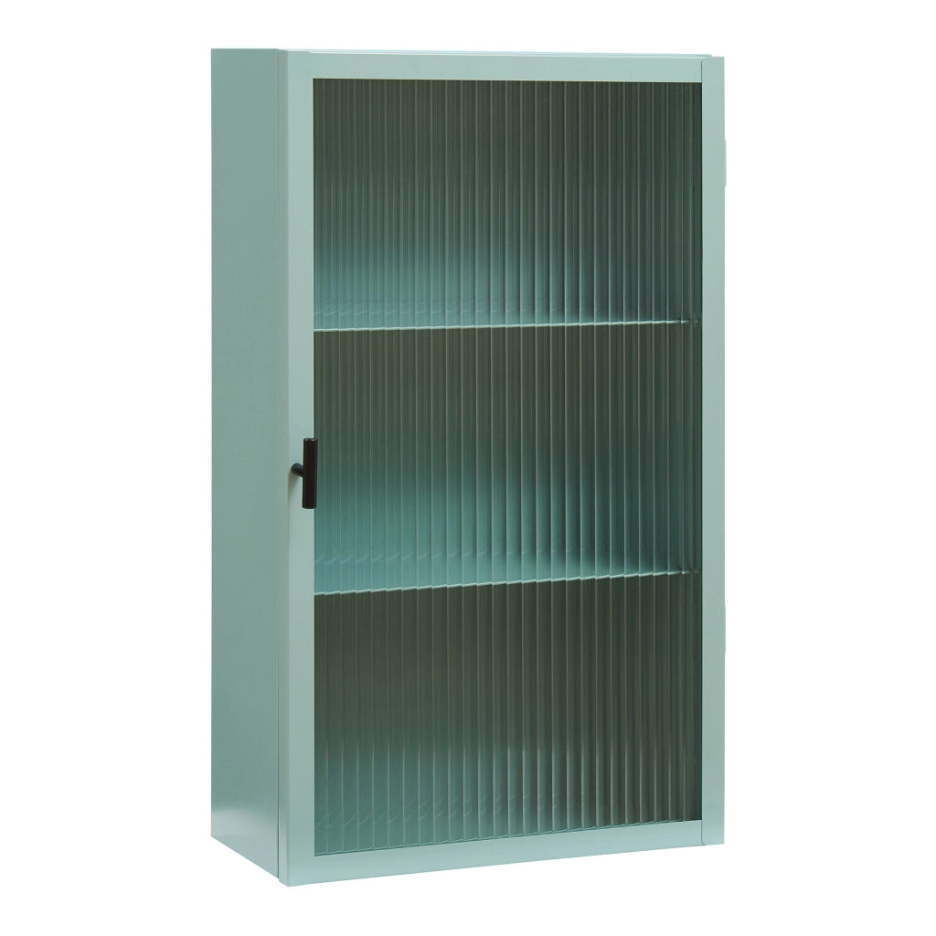 Armadietto a Parete Zundert Pensile ad Anta in Vetro Scanalato 60 x 35 x 15 cm - Menta Verde [en.casa]