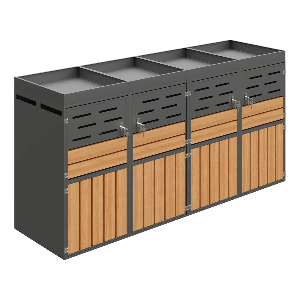 Armadio da Esterno con Fioriera ¨C MINIMAL ¨C Acciaio Zincato, Griglie di Ventilazione, 4 Scomparti