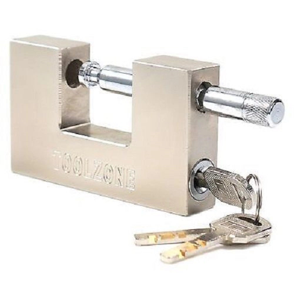 Trade Shop - Lucchetto Antiscasso Catenaccio 100mm Corazzato Blindato 3 Chiavi Serranda -