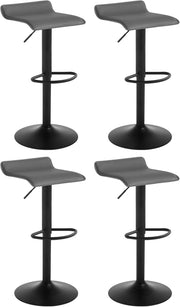 Sgabelli da Cucina Set di 4, Sgabello da Bar Colazione Regolabile in Altezza, Sgabello da Banco Girevole a 360°per Bar, Cucina, Banco, Caffè, PVC+Metallo, con Poggiapiedi, Grigio+Nero