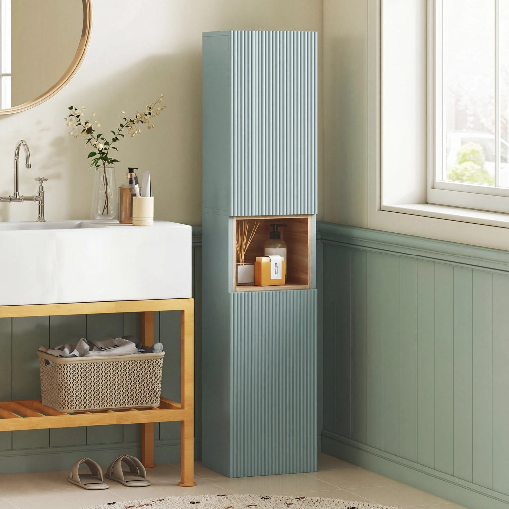 Mobile colonna bagno con ante ¨C zephmum ¨C verde 30x24x140cm