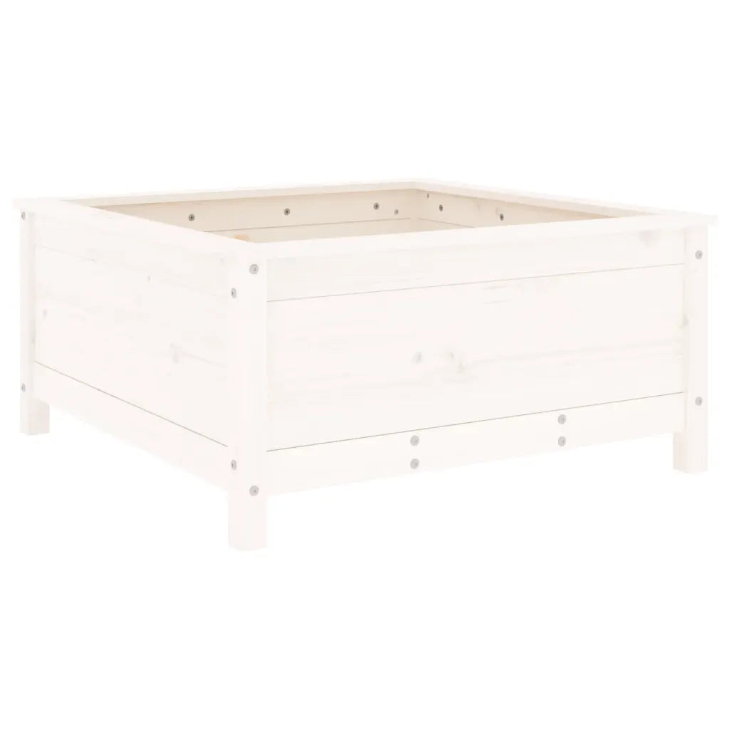 Fioriera da Giardino Bianca 82,5x82,5x39cm Legno Massello Pino 825297