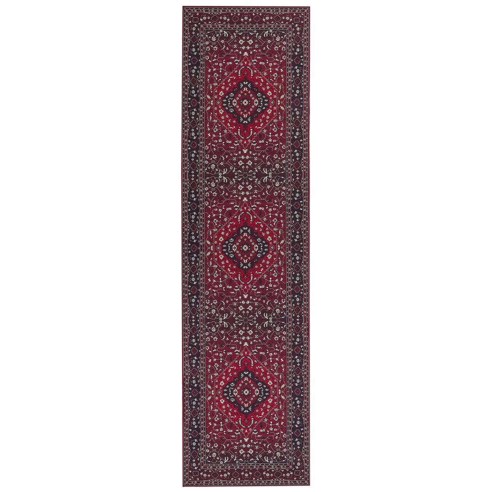 Passatoia tappeto rosso poliestere 80 x 300 cm corridoio cucina lungo tappetino antiscivolo