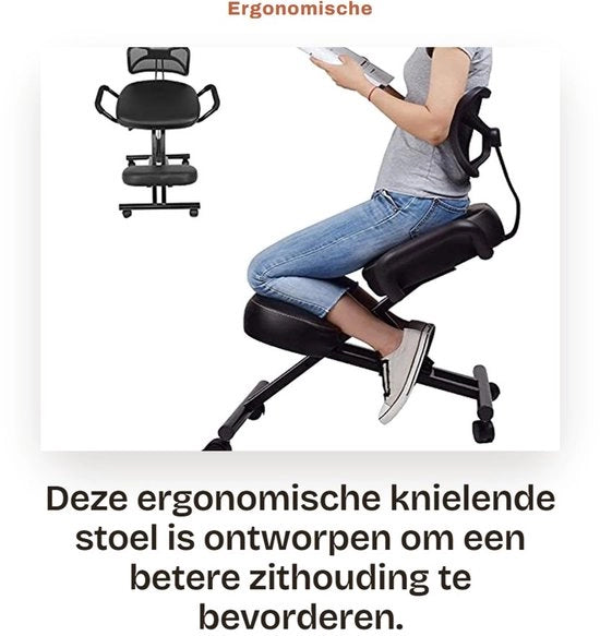 Sedia Ergonomica con Base Rotativa - Sedia da Ufficio con Ruote - Struttura in Acciaio - Capacità di Carico fino a 250 kg - Pannello di Sedia a U - Sedia con Regolazione di Angolo