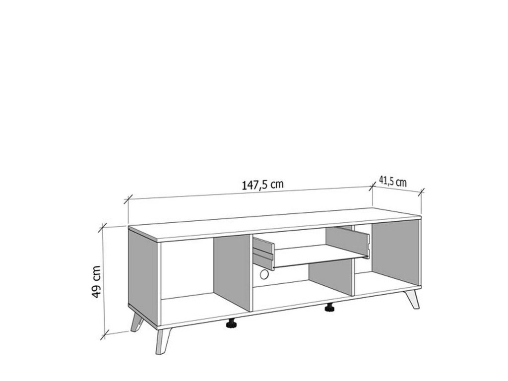 Morengo, Mobile Porta tv un Cassetto, 147.5x41.5x49h cm Bianco