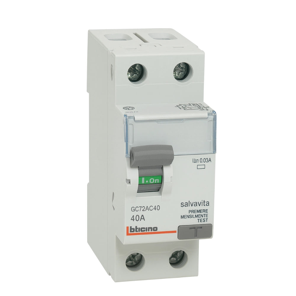 Interruttore differenziale salvavita bticino g723ac40 2p 40a 30ma tipo ac