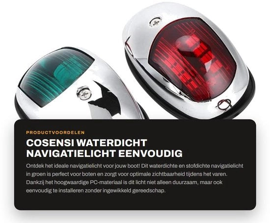 Luce di Navigazione Acquaparante - Installazione Facile - Adatto per Barche fino a 20 Metri - Alta Visibilità - Materiale PC Duraturo - LED Rood/Giallo