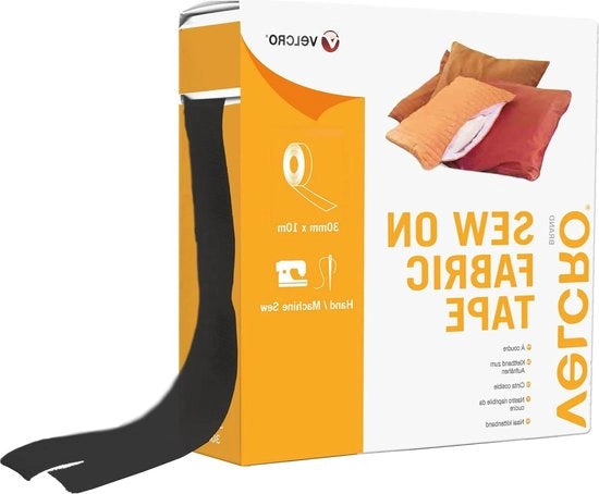 Tape da cucito - Adesivo con gancio e anello self-adesivo - Nero - 30 mm x 10 m Velcro