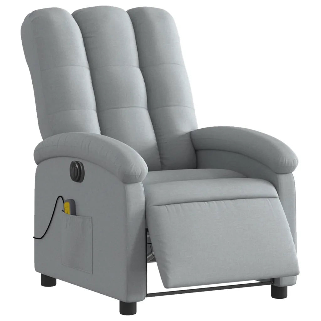Divano Sedia-Poltrona Reclinabile Massaggio Elettrica Grigio Chiaro Tessuto 615171