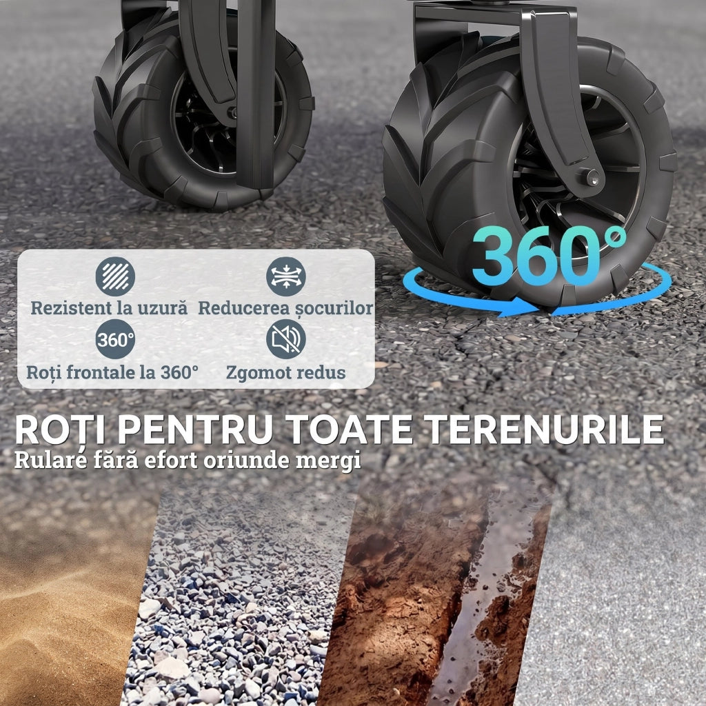Carro Pieghevole per Spiaggia con Ruote 360¡ã ¨C Zephmum ¨C 108x55x55 cm Nero