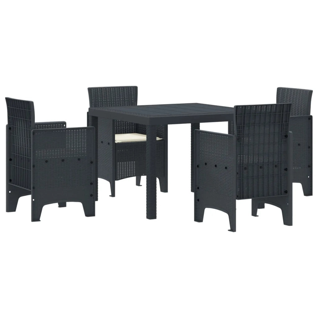 Set da Pranzo per Giardino 5 pcs Antracite Polipropilene