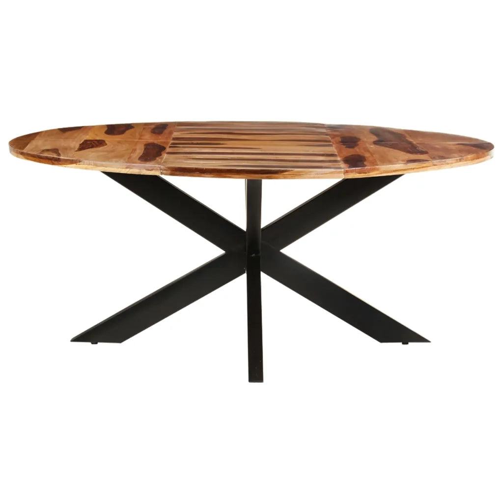 Tavolo Pranzo Rotondo 175x75 cm Legno di Acacia Finitura Ambra 321686