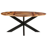 Tavolo Pranzo Rotondo 175x75 cm Legno di Acacia Finitura Ambra 321686