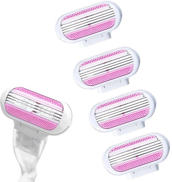 Set di schiarenti per donne - 4 schiarenti di riserva - Acciaio inossidabile - 3 strati soffici - Per peli corporali/ascella - Materiale duraturo