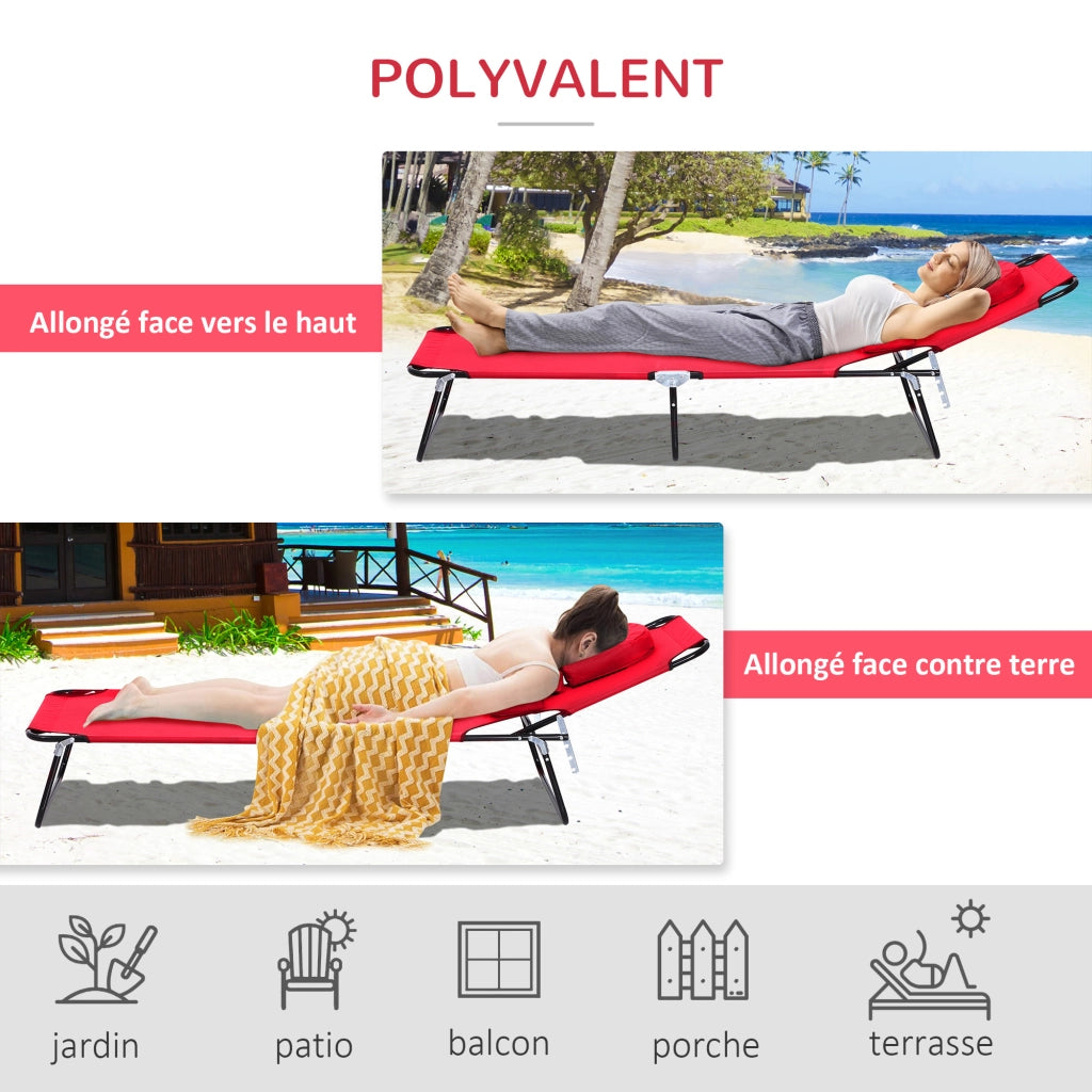 Chaise Longue Pieghevole con Cuscini ¨C Zephmum ¨C Rosso