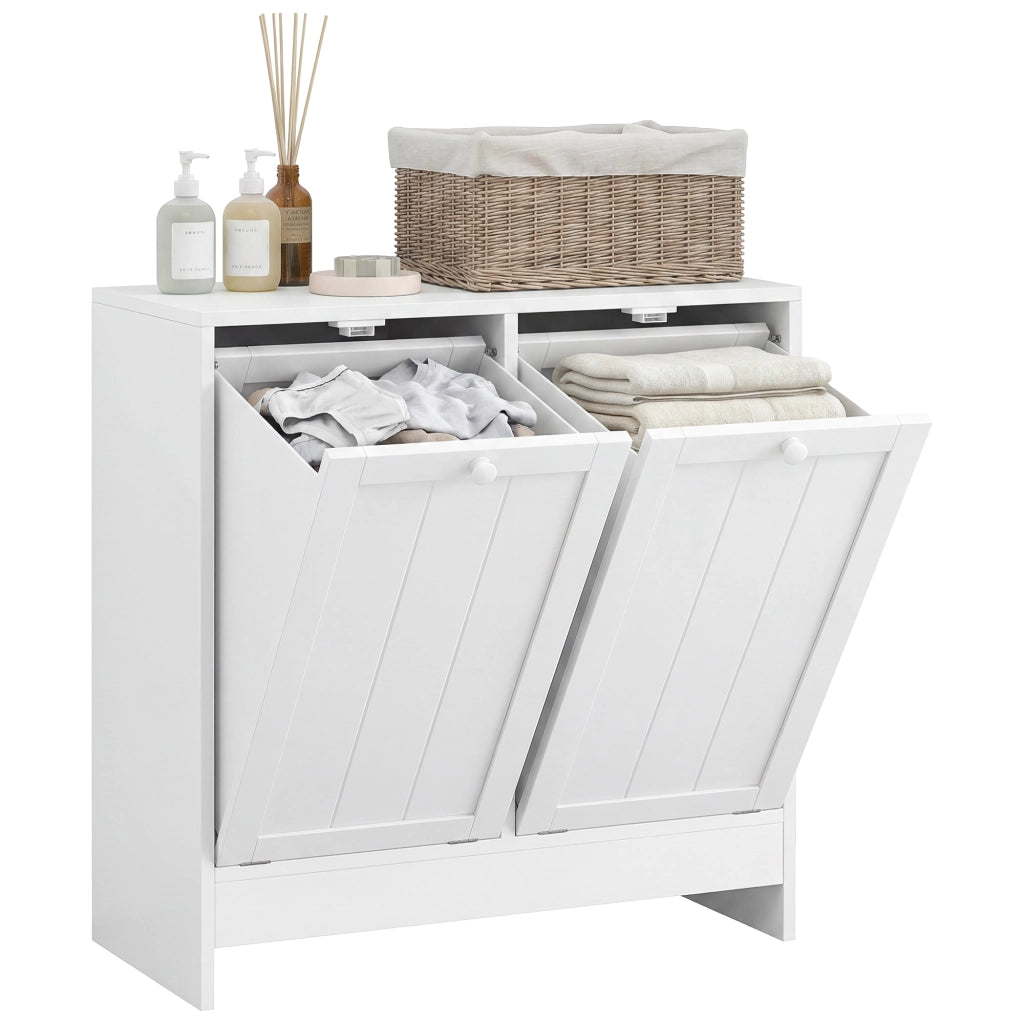 Armadietto da Bagno con Cestello Bianco ¨C Zephmum ¨C 66x33x68 cm