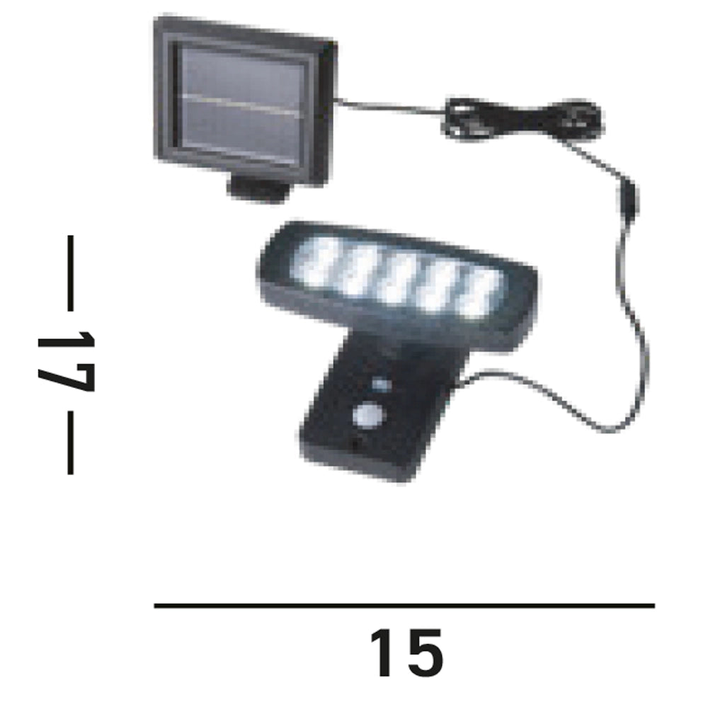 Applique Moderna Solare Policarbonato Nero Led 2,5W 3000K
