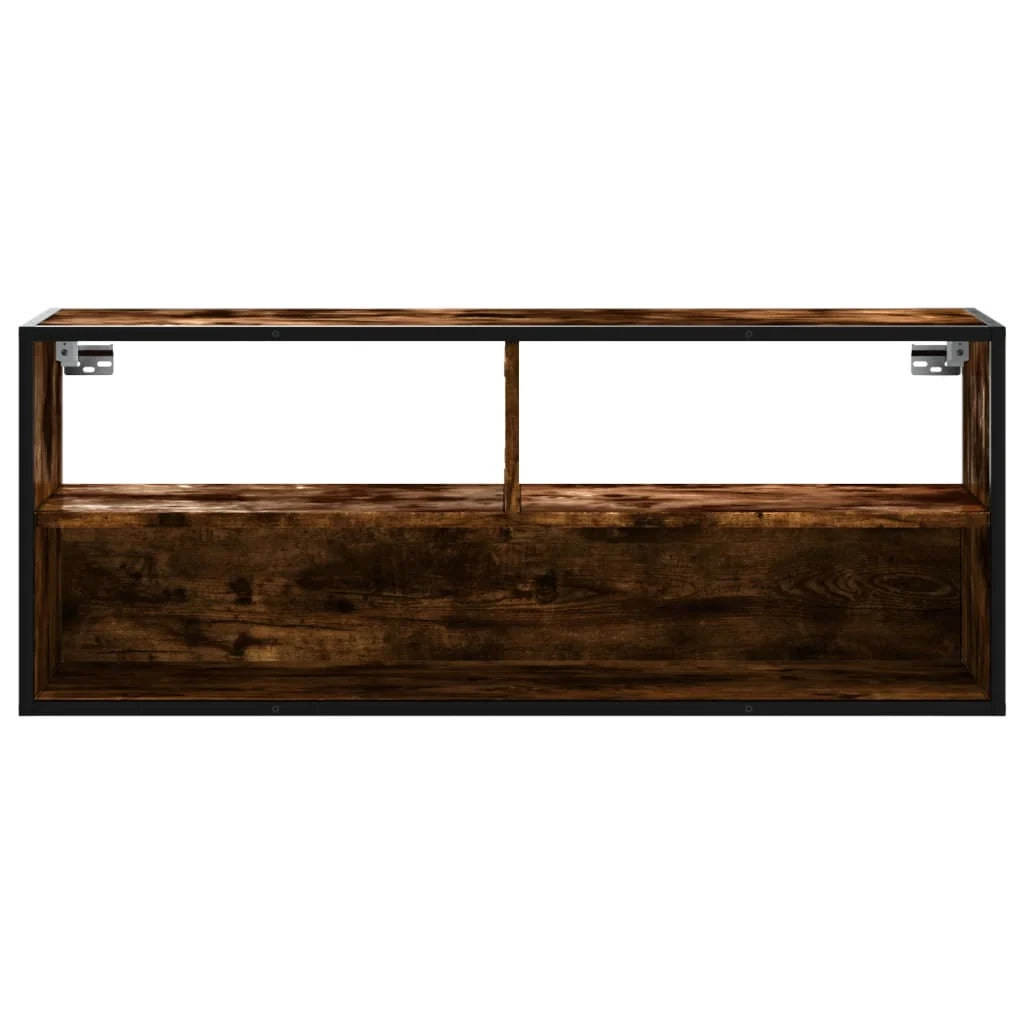 Mobile TV multimediale mensola TV credenza mobile TV sala da pranzo soggiorno camera da letto rovere affumicato 100 x 31 x 39,5 cm legno ingegnerizzato e metallo marrone 02_0027255